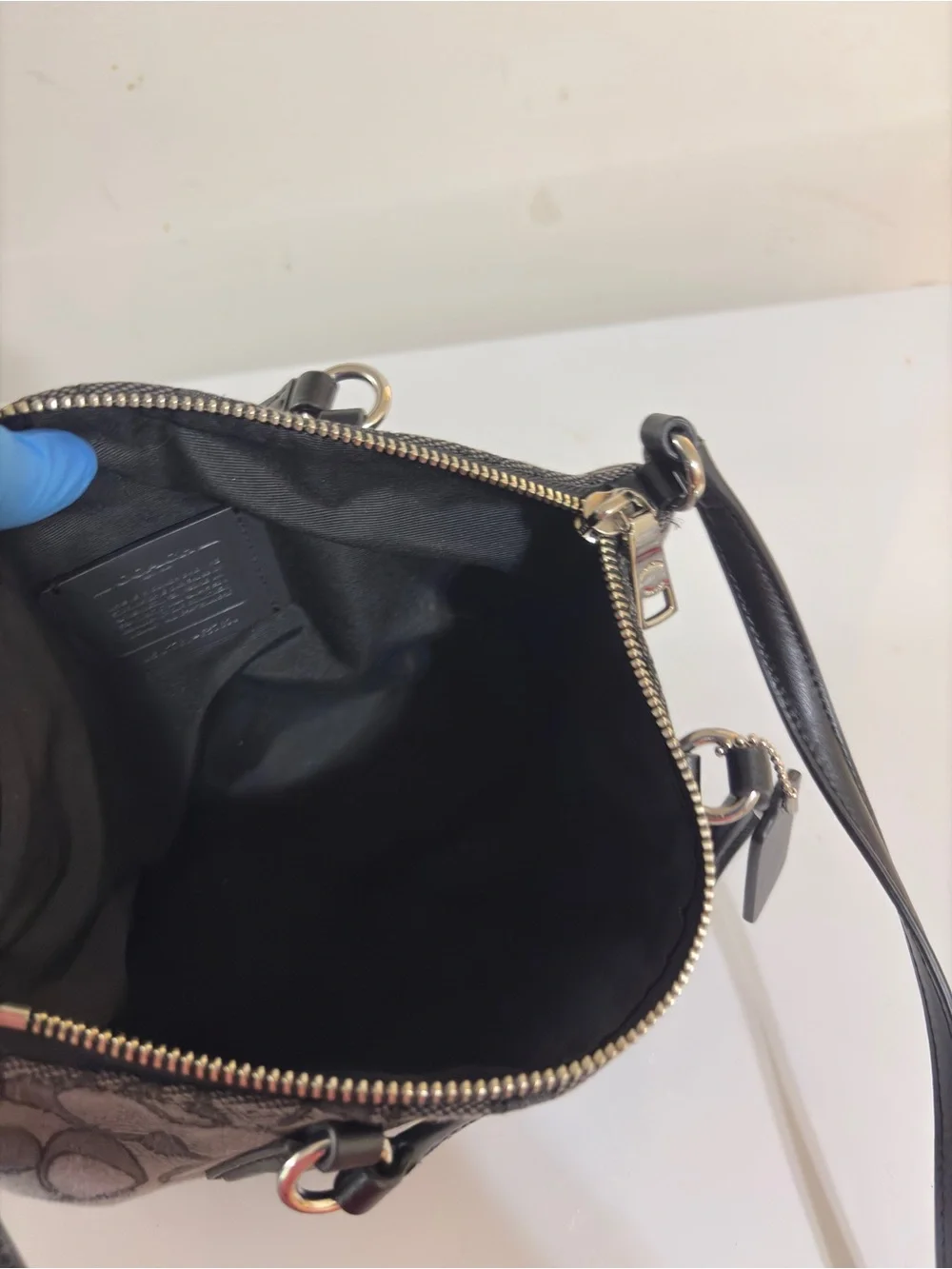 Coach Lesley Gray/Black Signature Satchel